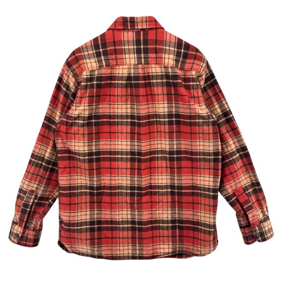 LL Bean Chamois Cloth Flannel Shirt Mens Red Plaid Long Sleeve Heavyweight Sz M - Picture 2 of 10